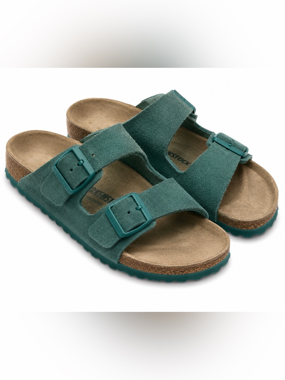 Birkenstock Arizona Teal/Green Suede Two Strap Sandals Size 39 US 8-8.5 Narrow